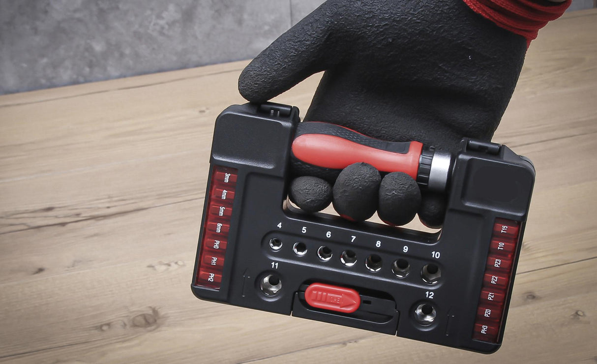 BIT / SOCKET SET | WITH RATCHET SPINNER HANDLE FOR BITS, REVERSIBLE | 38 PCS. (20138)