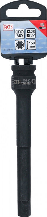 IMPACT BIT SOCKET | LENGTH 150 MM | 12.5 MM (1/2") DRIVE | INTERNAL HEXAGON 12 MM (5490-H12)