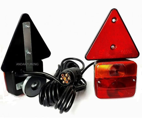 TRAILER LAMPS WITH TRIANGLE REFLECTORS | MAGNETIC | WITH PLUG | 2 PCS. (MTL101C)