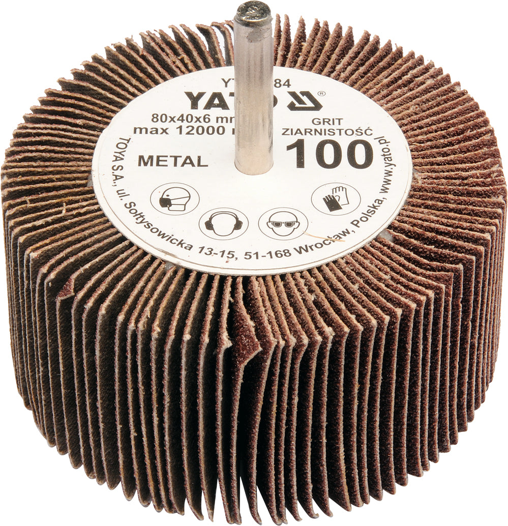 FLAP WHEEL W. SHAFT 80X40X6 P120 (YT-83385)