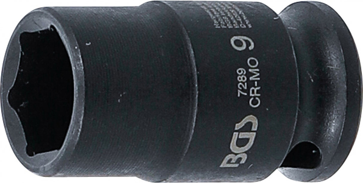 IMPACT SOCKET, HEXAGON | 6.3 MM (1/4") DRIVE | 9 MM (7289)