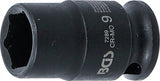 IMPACT SOCKET, HEXAGON | 6.3 MM (1/4") DRIVE | 9 MM (7289)
