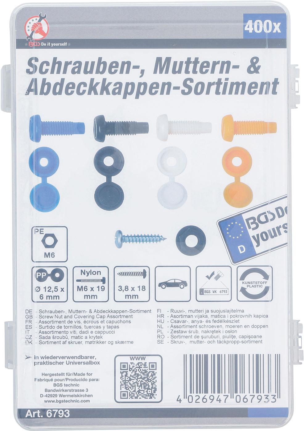 SCREW NUT AND COVERING CAP ASSORTMENT | 400 PCS. (6793)