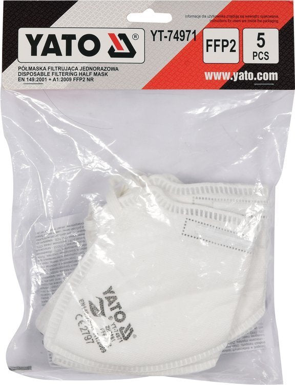 DUST MASKS WITHOUT VALVE | CERTIFIED FFP2 | 5 PCS. (YT-74971)