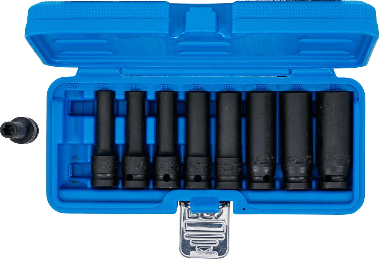 IMPACT SOCKET SET E-TYPE, DEEP | 12.5 MM (1/2") DRIVE | E10 - E24 | 9 PCS. (5204)