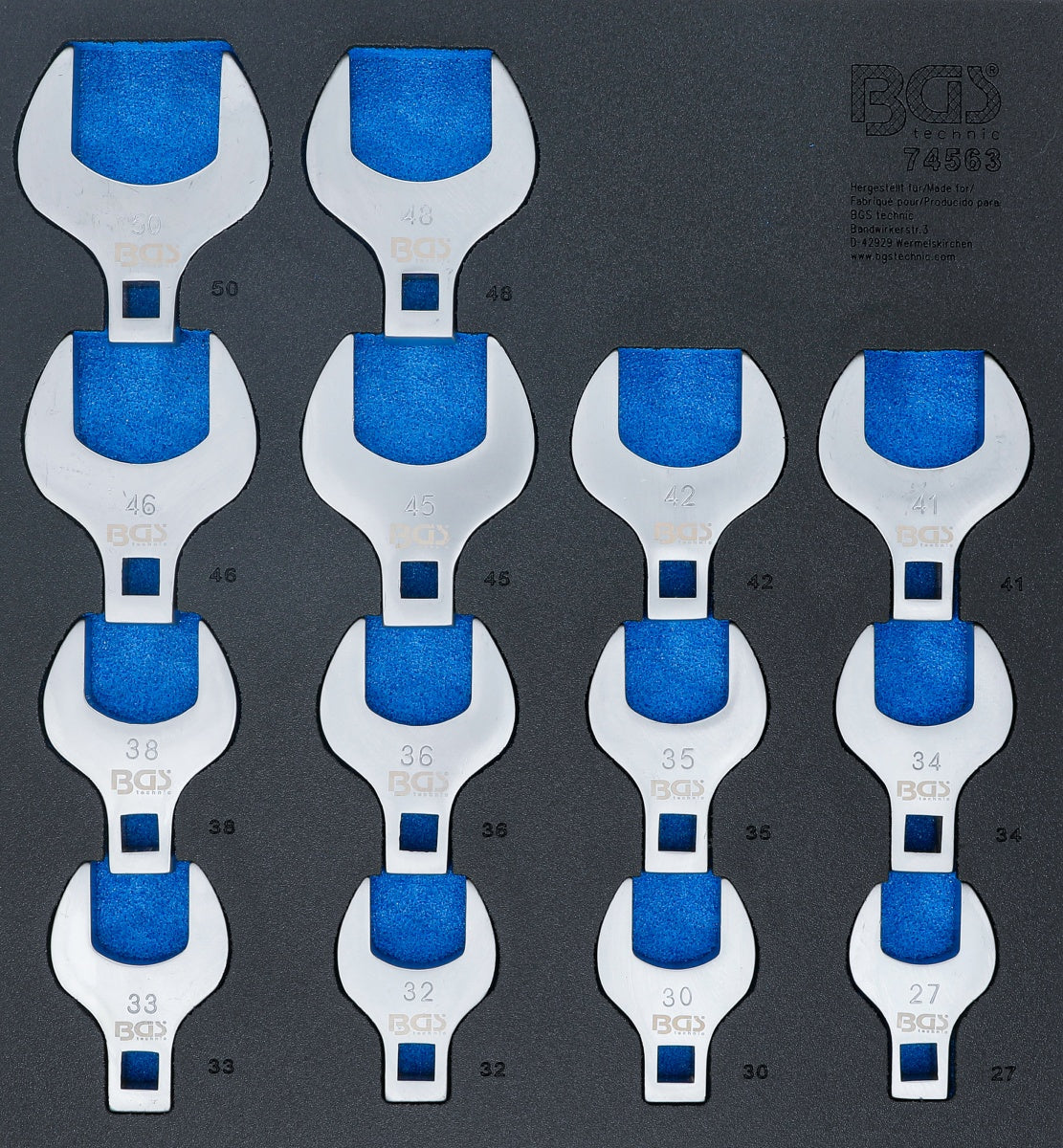 TOOL TRAY 2/3: CROWFOOT SPANNER SET | 12.5 MM (1/2") DRIVE | 14 PCS. (74563)