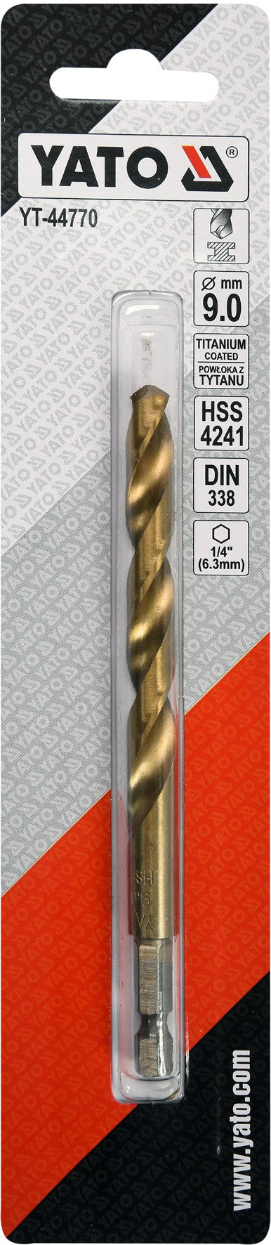 METAL DRILL WITH HEX SHANK 9,0MM TITAN (YT-44770)