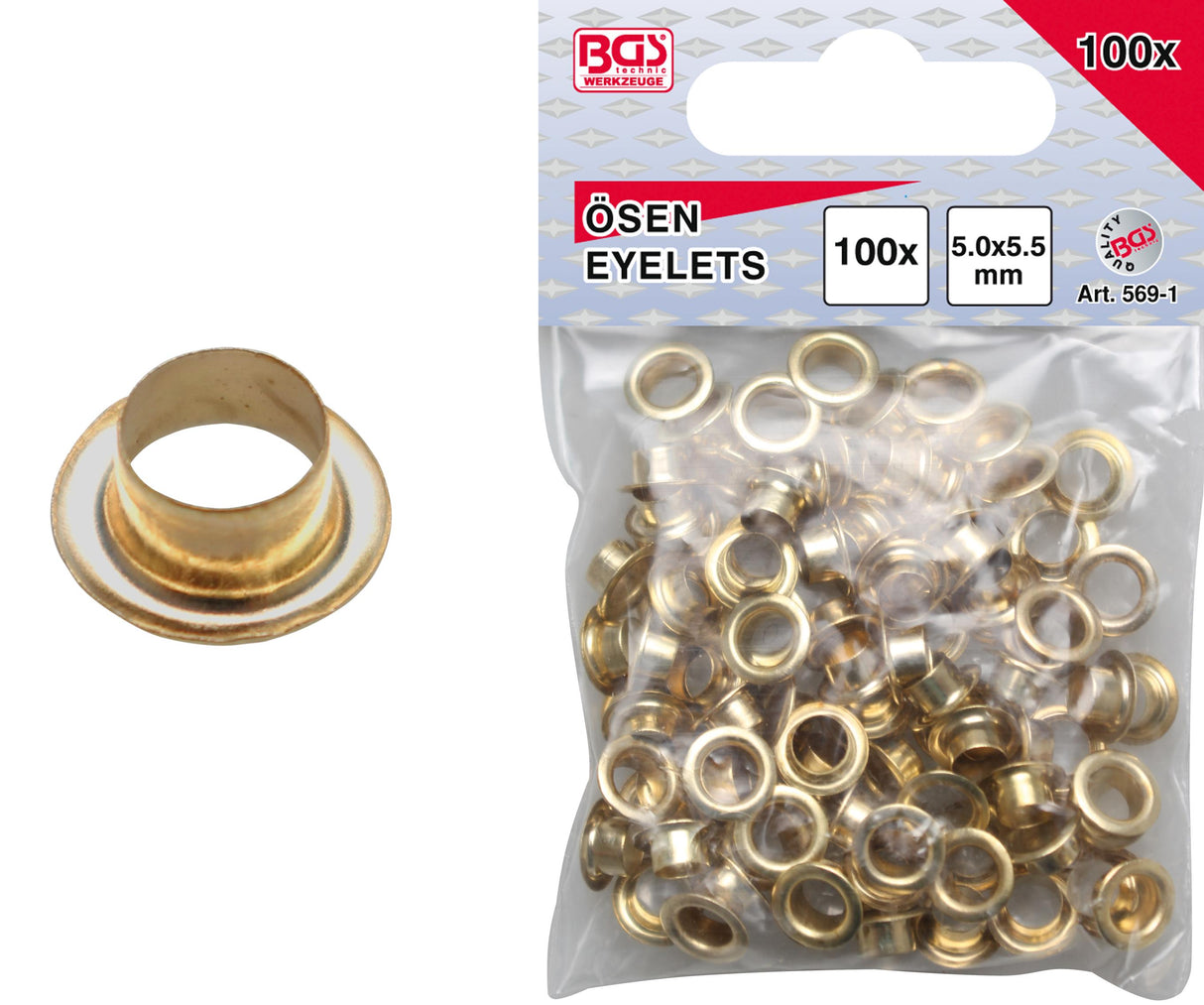 EYELET ASSORTMENT | 5.0 X 5.5 MM | 100 PCS. (569-1)