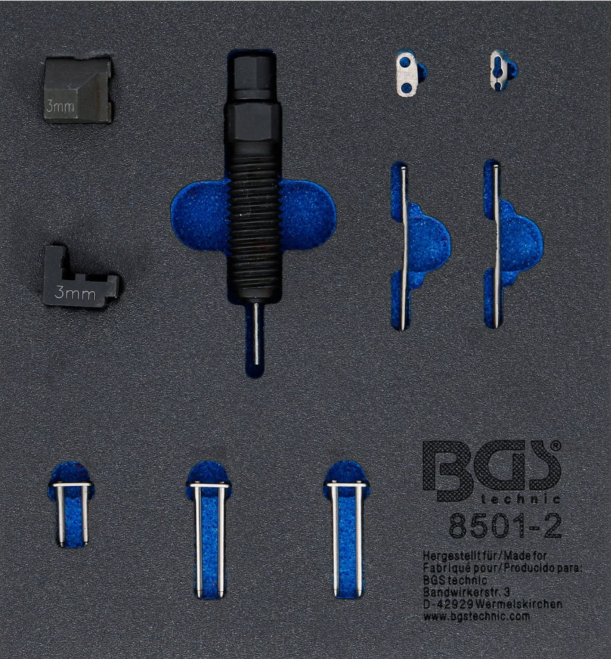 TOOL TRAY 1/6: SUPPLEMENTARY SET FOR TIMING CHAIN RIVETING DEVICE (BGS 8501) | SUITABLE FOR 3 MM CHAIN PINS (8501-2)