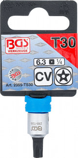 BIT SOCKET | 6.3 MM (1/4") DRIVE | T-STAR TAMPERPROOF (FOR TORX) TS30 (2355-TS30)