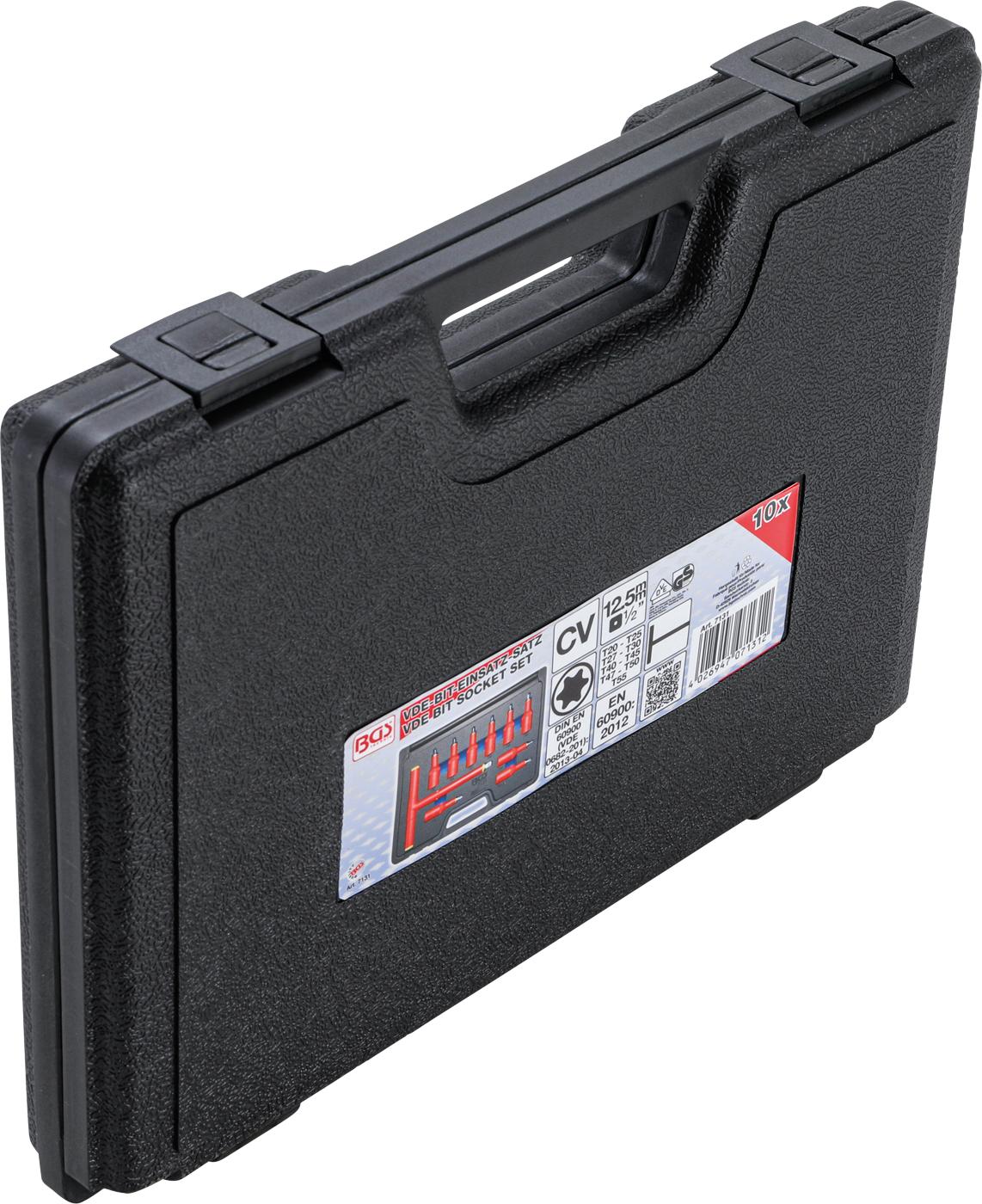 VDE BIT SOCKET SET | 12.5 MM (1/2") DRIVE | T-STAR (FOR TORX) T20 - T55 | 10 PCS. (7131)