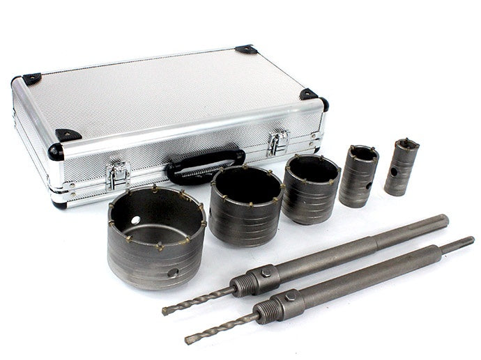 HOLE SAW SET WITH LONG ADAPTERS SDS PLUS | 30-100 MM | 9 PCS. (ES20449)