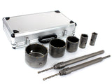 HOLE SAW SET WITH LONG ADAPTERS SDS PLUS | 30-100 MM | 9 PCS. (ES20449)