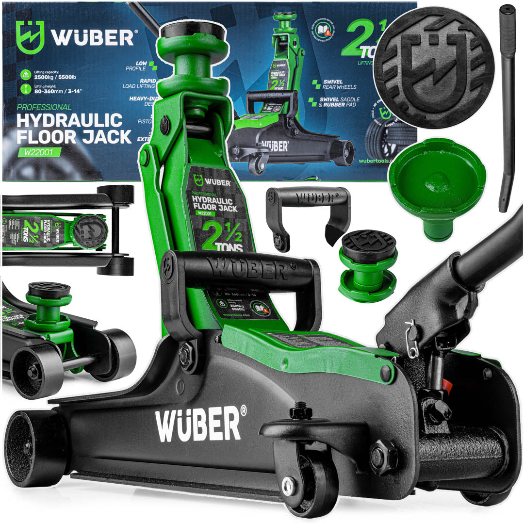 LOW PROFILE HYDRAULIC FLOOR JACK WITH WHEELS WÜBER W22001 | 90-360 MM | 2.5 T (W22001)