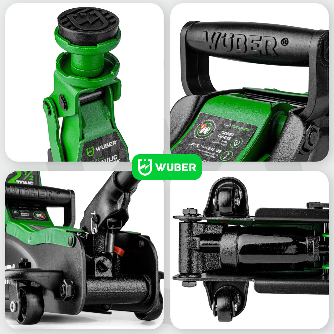 LOW PROFILE HYDRAULIC FLOOR JACK WITH WHEELS WÜBER W22001 | 90-360 MM | 2.5 T (W22001)