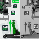 LOW PROFILE HYDRAULIC FLOOR JACK WITH WHEELS WÜBER W22001 | 90-360 MM | 2.5 T (W22001)