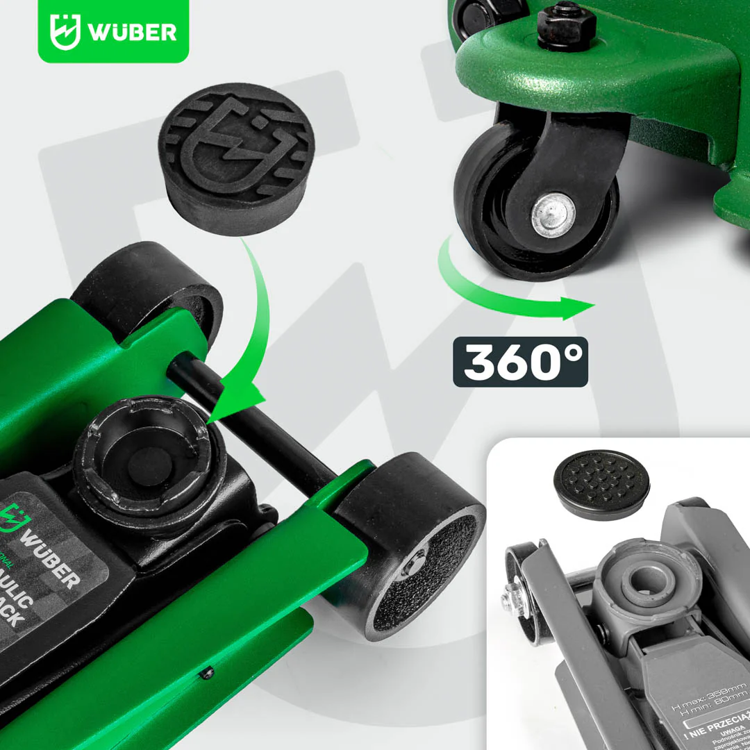 LOW-PROFILE HYDRAULIC TROLLEY JACK WÜBER W22002 | 80-375 MM | 2.5 T | CASE (W22002)