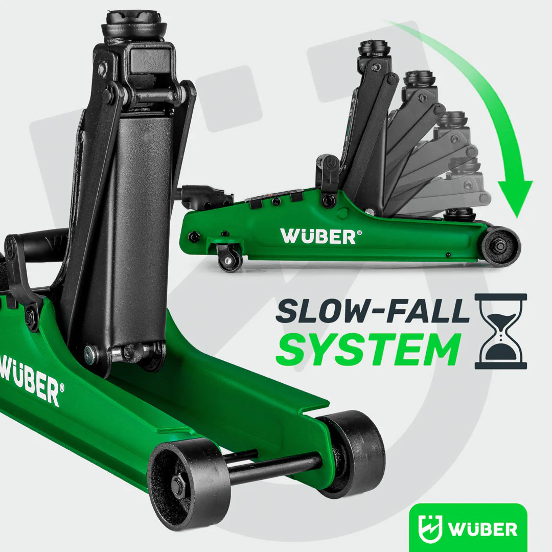 LOW-PROFILE HYDRAULIC TROLLEY JACK WÜBER W22002 | 80-375 MM | 2.5 T | CASE (W22002)