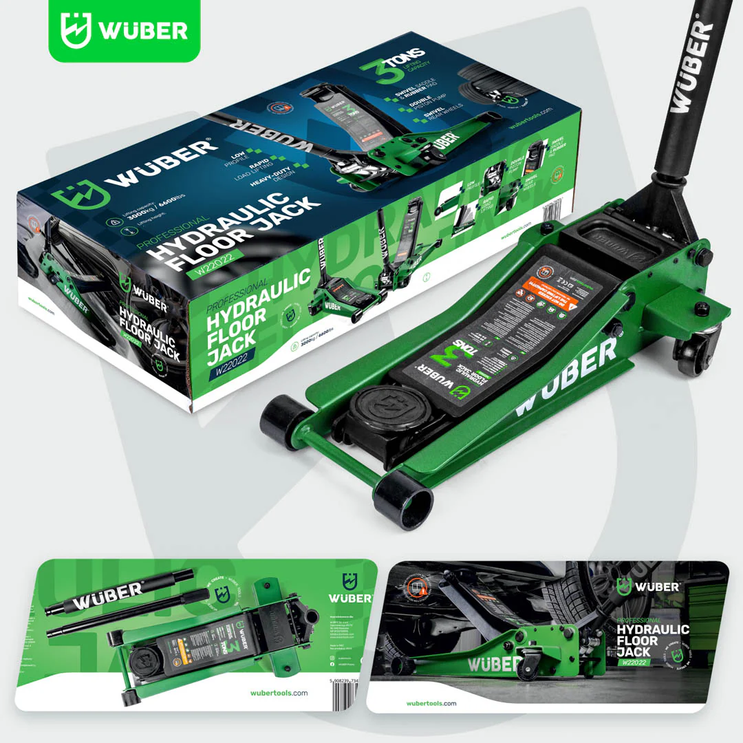 LOW PROFILE HYDRAULIC JACK WITH WHEELS WÜBER W22003 | DOUBLE PISTON | 65-500 MM | 3 T (W22003)
