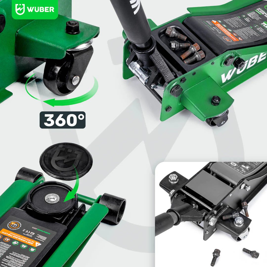 LOW PROFILE HYDRAULIC JACK WITH WHEELS WÜBER W22003 | DOUBLE PISTON | 65-500 MM | 3 T (W22003)