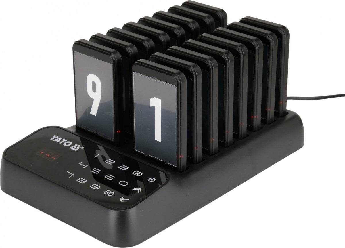 CORDLESS CUSTOMER PAGING SYSTEM FOR ORDER COLLECTION | 1+16 PAGERS (YG-12200)