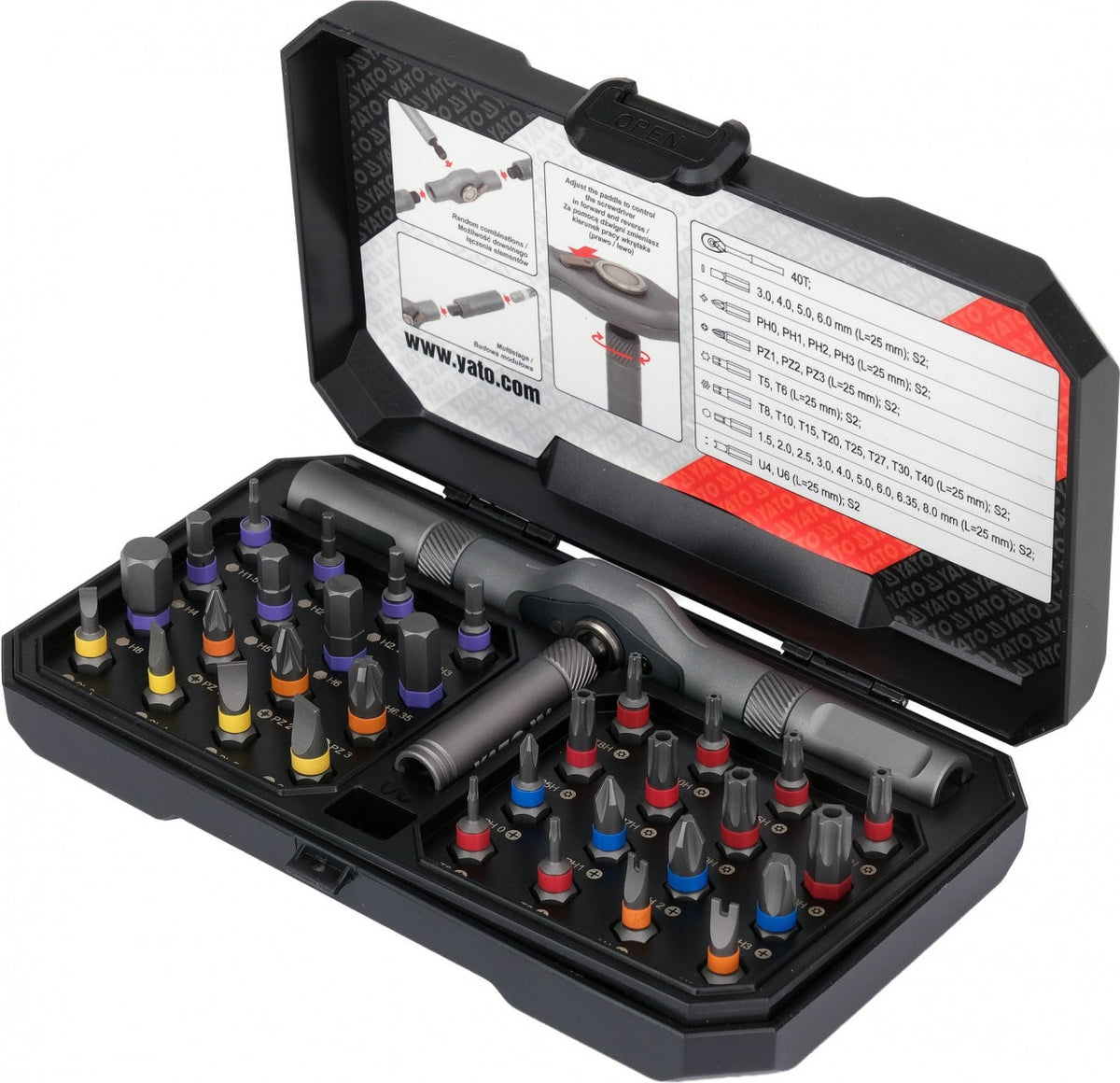 RATCHET SCREWDRIVER WITH BITS | 32 PCS | S2 STEEL (YT-04619)