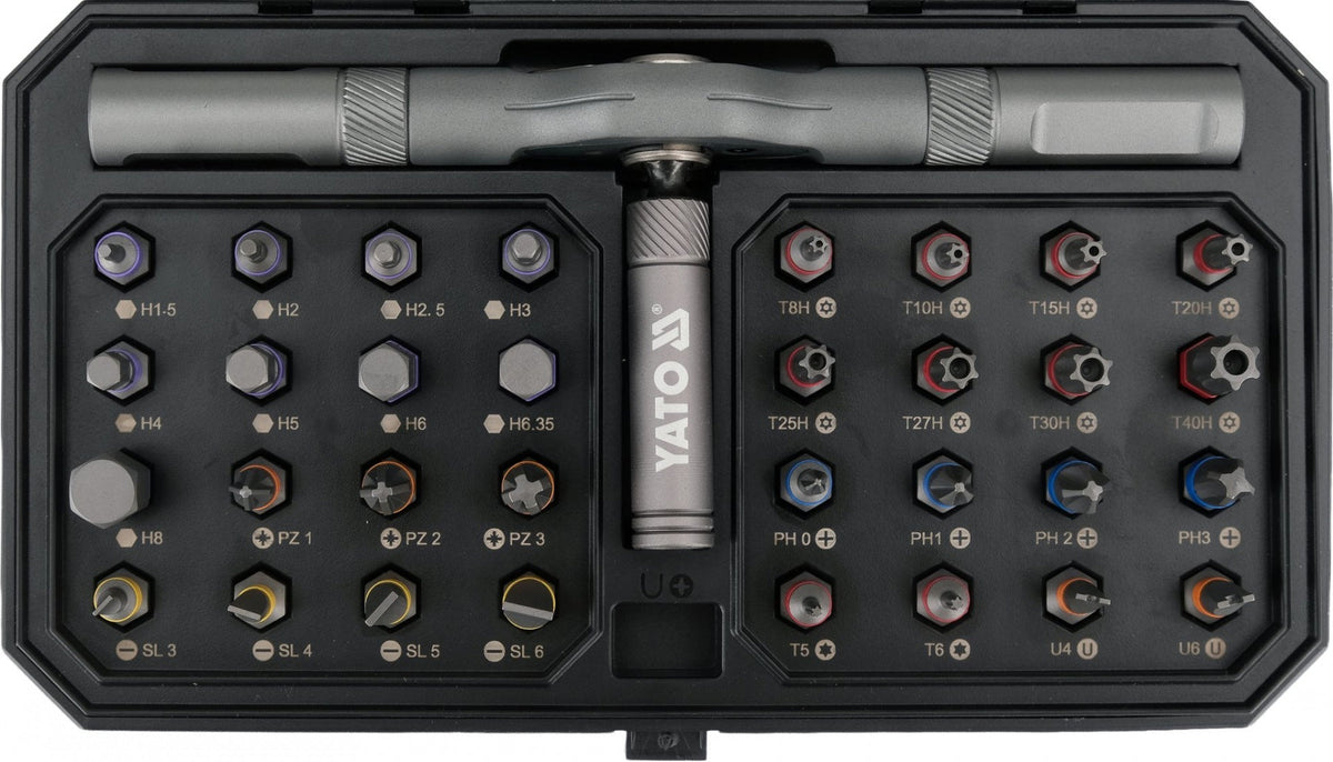 RATCHET SCREWDRIVER WITH BITS | 32 PCS | S2 STEEL (YT-04619)