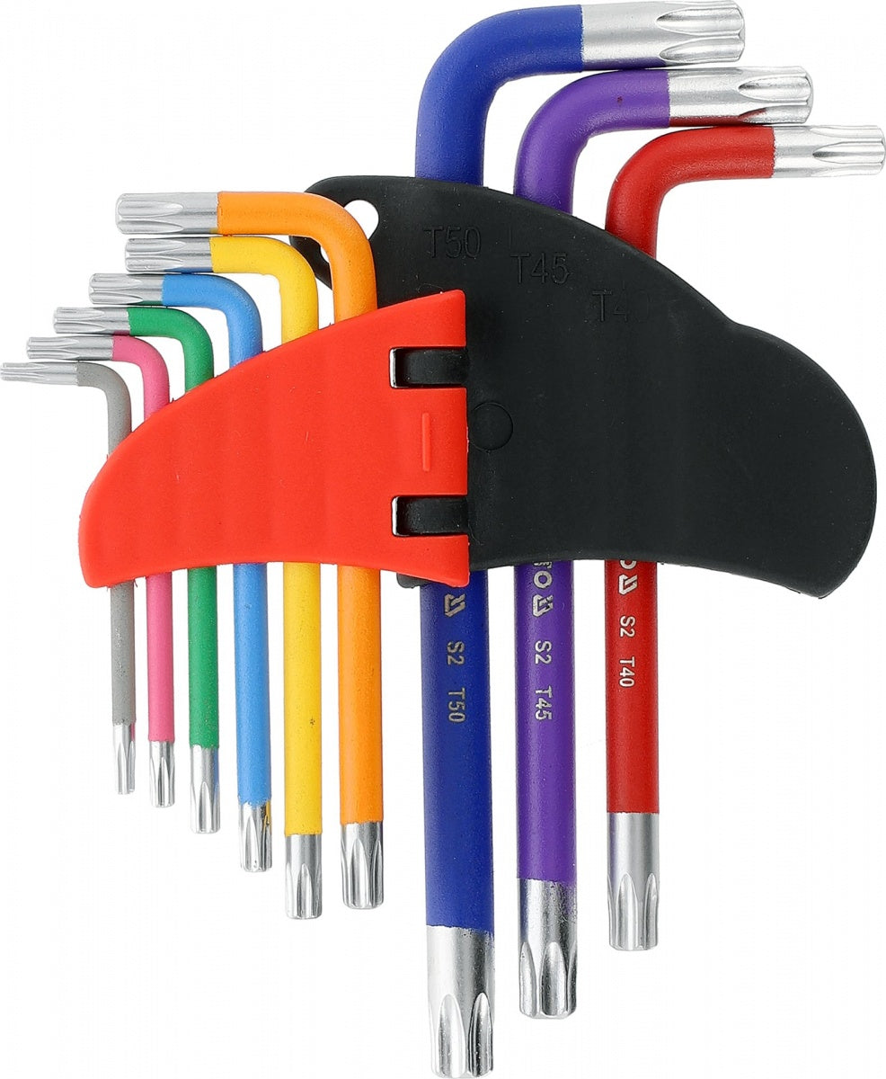 L-TYPE KEY SET | COLOURED / S2 | T-STAR (TORX) / T10 - T50 | 9 PCS. (YT-05637)