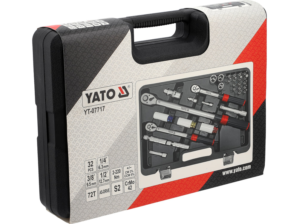 TORQUE WRENCH SET 1/4", 3/8", 1/2" WITH ACCESSORIES | 32 PCS (YT-07717)