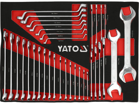 TOOL TRAY: COMBINATION, RING AND OPEN-END SPANNERS | 6-32 MM | 34 PCS (YT-55493)