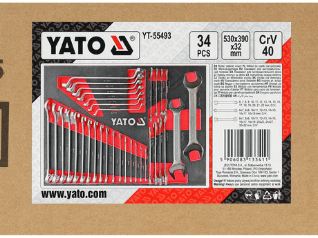 TOOL TRAY: COMBINATION, RING AND OPEN-END SPANNERS | 6-32 MM | 34 PCS (YT-55493)