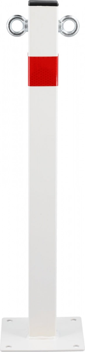 FIXED STEEL PARKING BOLLARD WITH MOUNTING BASE | 600 MM | WHITE/RED (YT-55758)