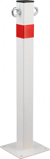 FIXED STEEL PARKING BOLLARD WITH MOUNTING BASE | 600 MM | WHITE/RED (YT-55758)