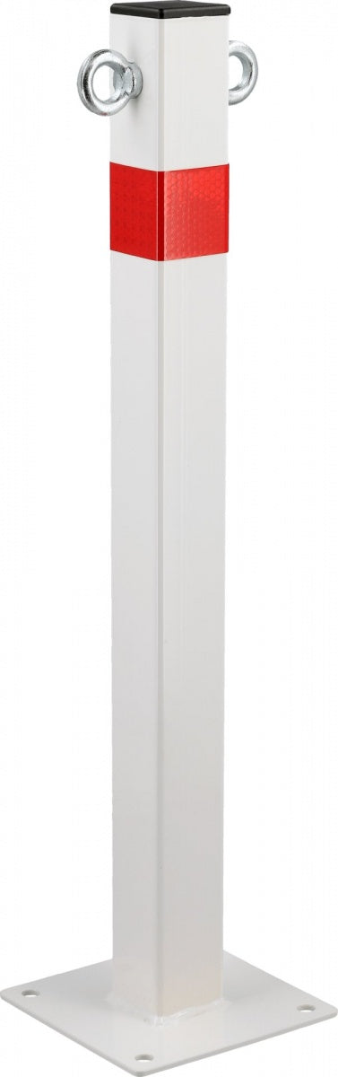 FIXED STEEL PARKING BOLLARD WITH MOUNTING BASE | 600 MM | WHITE/RED (YT-55758)