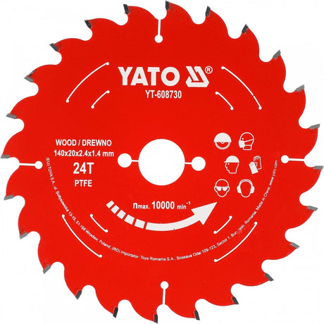 TCT CUTTING DISC FOR WOOD | 165 MM | 24 TEETH | 20 MM | WITH PTFE COATING (YT-608732)