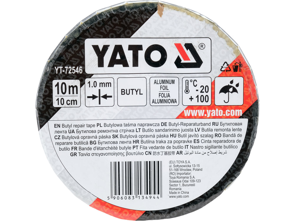 SELF-ADHESIVE BUTYL SEALING TAPE WITH ALUMINIUM FOIL | 10 M × 10 CM (YT-72546)