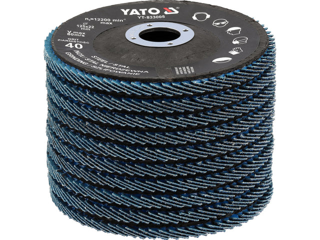 FLAP SANDING DISC | ZIRCONIUM | P40 | 125X22mm | 10 PCS (YT-833000)