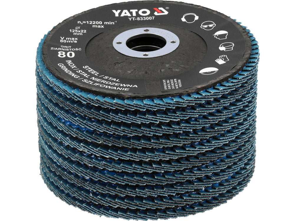 FLAP SANDING DISC | ZIRCONIUM | P80 | 125X22MM | 10 PCS (YT-833002)
