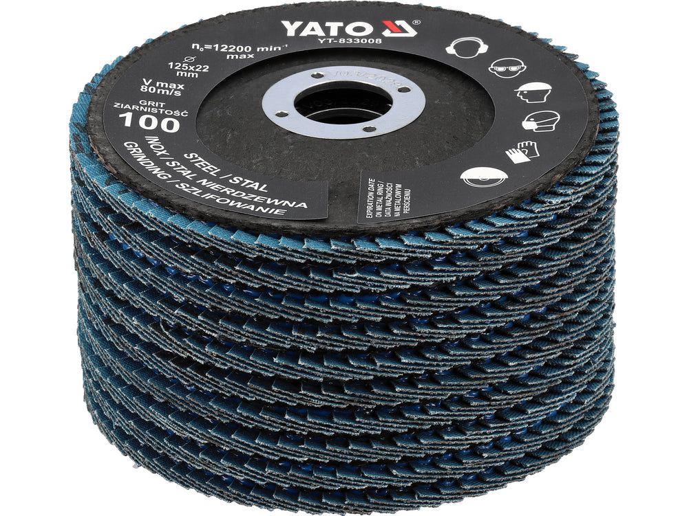 FLAP SANDING DISC | ZIRCONIUM | P100 | 125X22mm | 10 PCS (YT-833003)