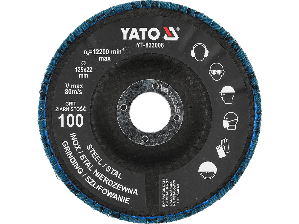 FLAP SANDING DISC | ZIRCONIUM | P100 | 125X22mm | 10 PCS (YT-833003)