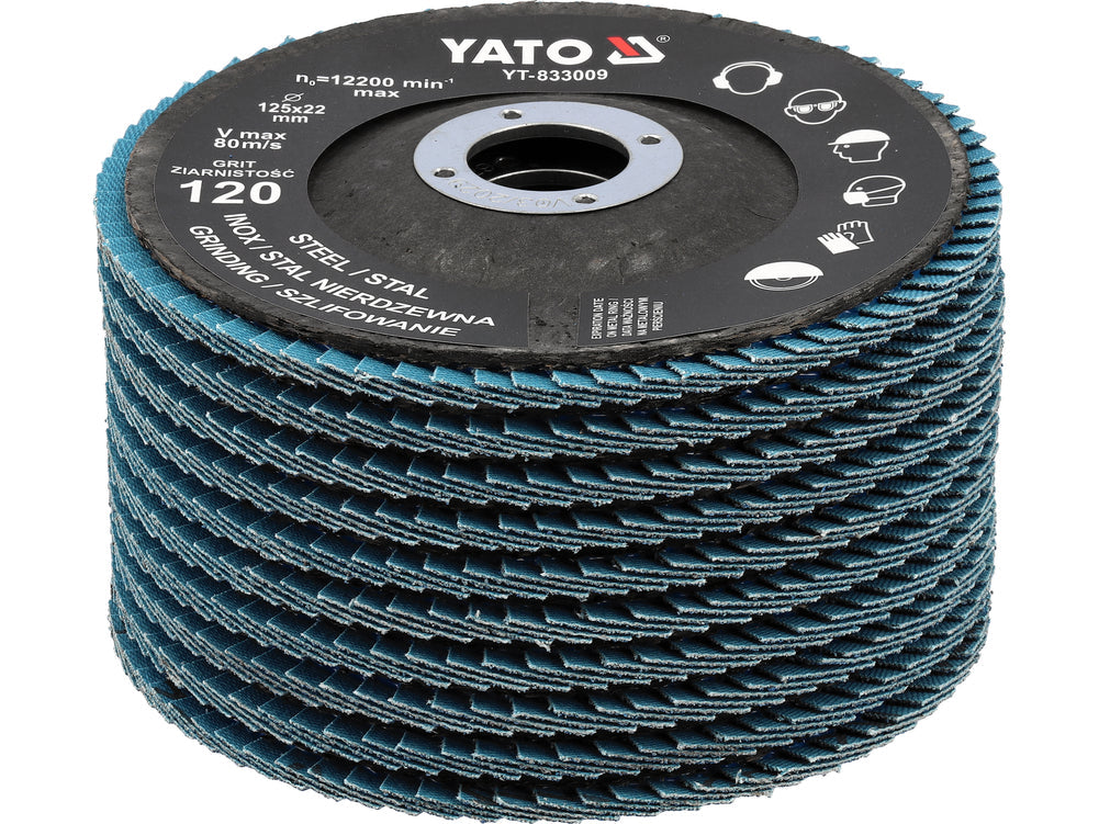 FLAP SANDING DISC | ZIRCONIUM | P120 | 125X22mm | 10 PCS (YT-833004)