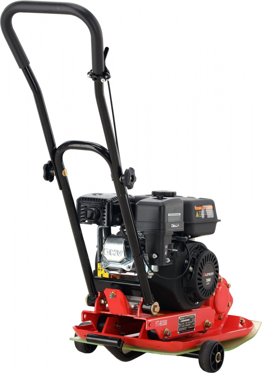 UNIDIRECTIONAL PLATE COMPACTOR | 11 kN | 6.5 HP | 530 × 350 MM | WITH TRANSPORT WHEELS (YT-90300)
