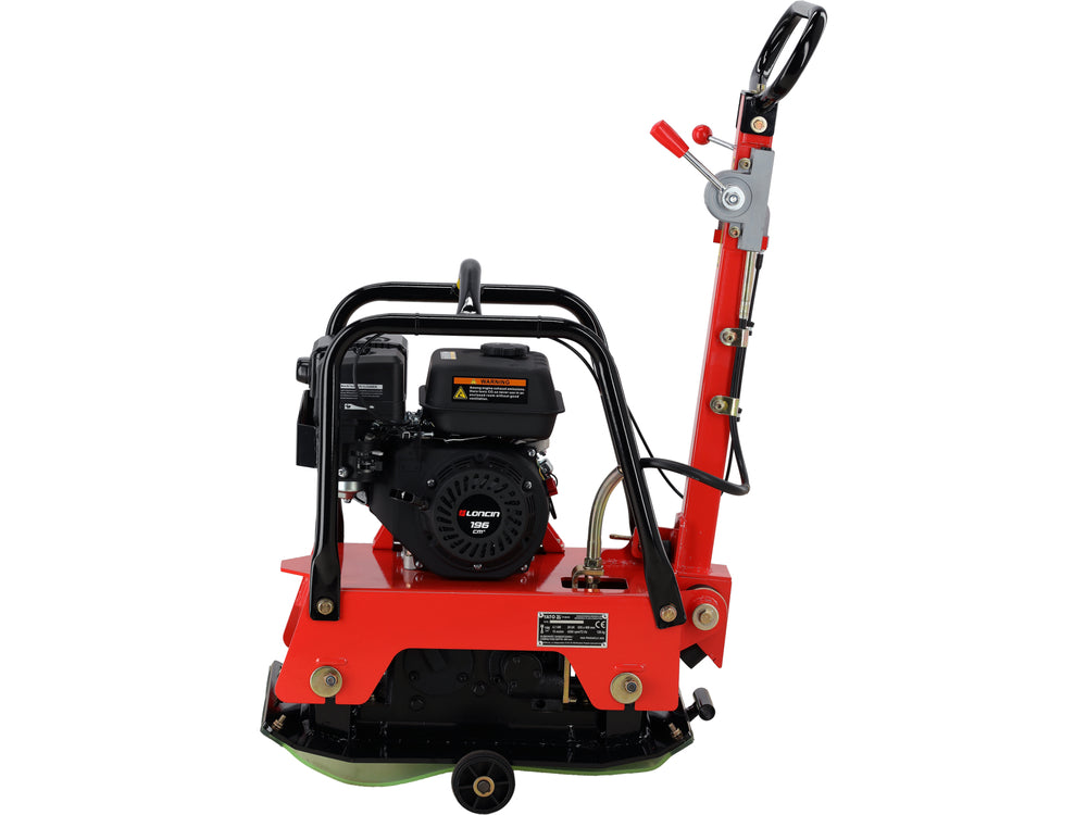 REVERSIBLE PLATE COMPACTOR | 28 kN | 6.5 HP | 630 × 400 MM | WITH TRANSPORT WHEELS (YT-90310)