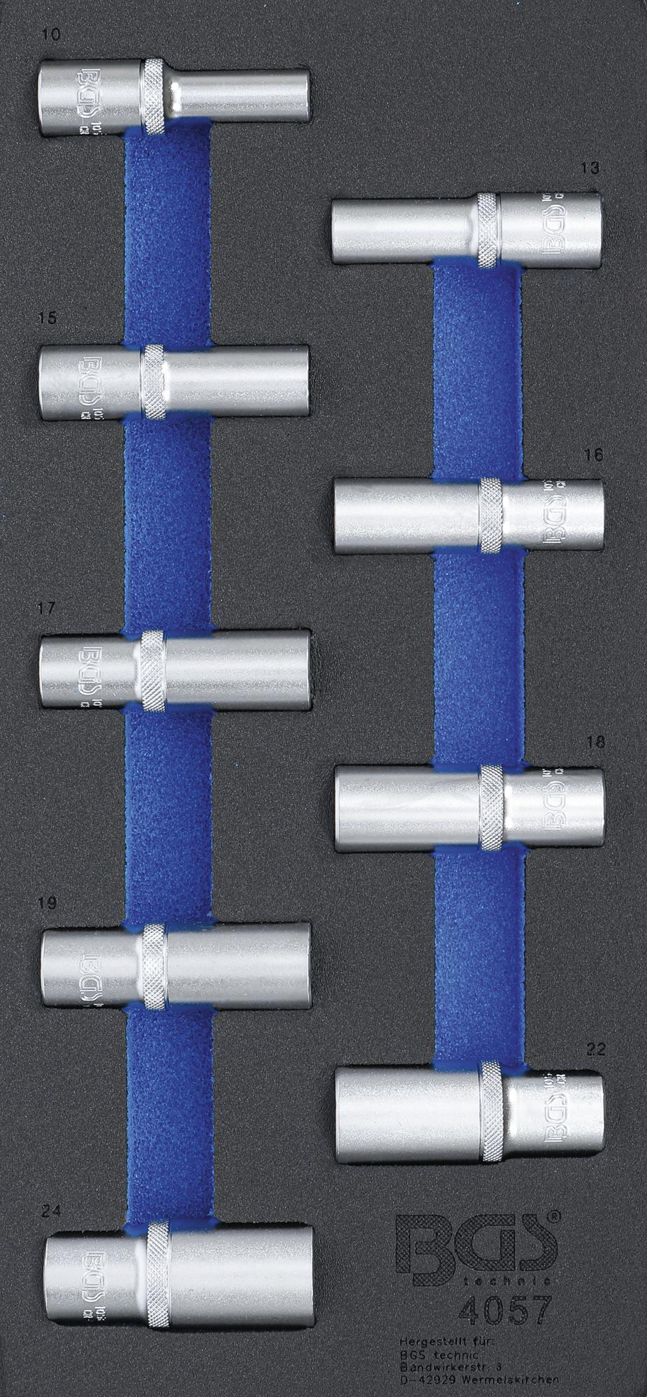 TOOL TRAY 1/3: SOCKETS, HEXAGON | 12.5 MM (1/2") | 10 - 24 MM | DEEP | 9 PCS. (4057)