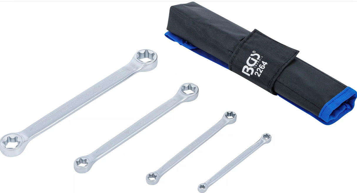 DOUBLE RING SPANNER SET WITH E-TYPE RING HEADS | E6 X E8 - E20 X E24 | 4 PCS. (2264)