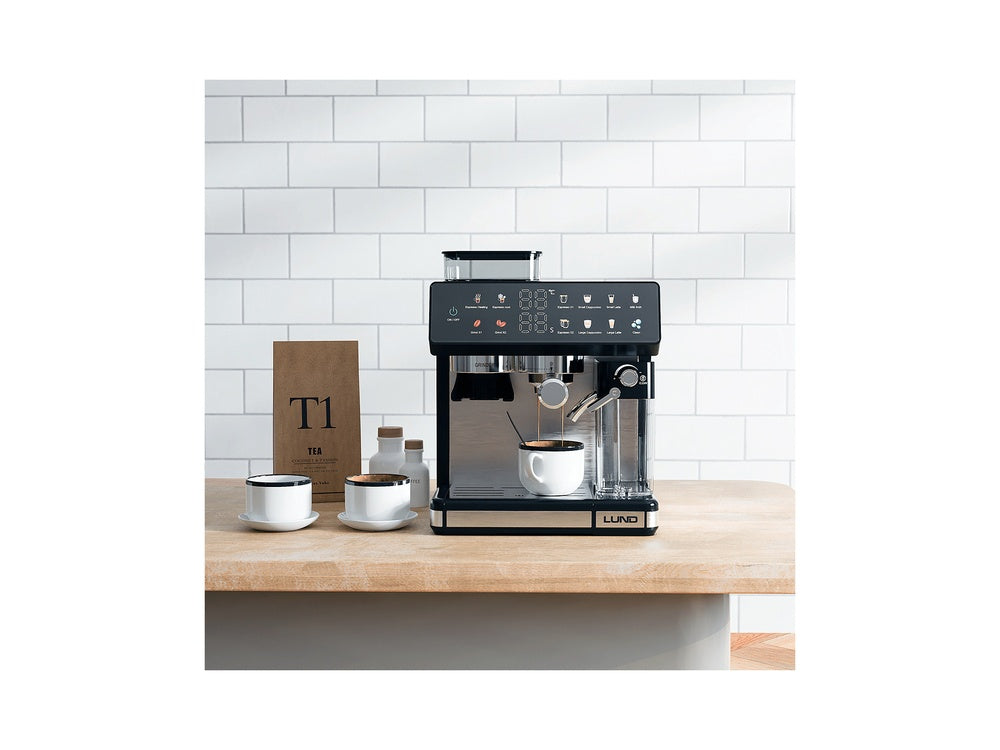 PRESSURE COFFEE MAKER WITH MILK FROTHER AND GRINDER 1350W (68501)