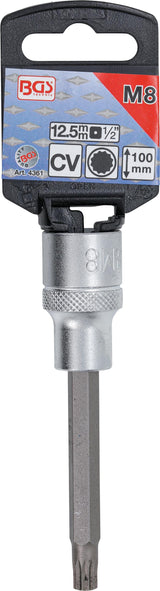 BIT SOCKET | LENGTH 100 MM | 12.5 MM (1/2") DRIVE | SPLINE (FOR XZN) | M8 (4361)