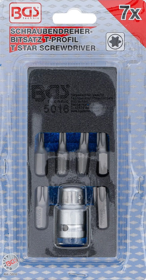 SCREWDRIVER BIT SET | 10 MM (3/8") HEX DRIVE | INTERNAL HEXAGON | 7 PCS. (5017)