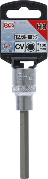 BIT SOCKET | LENGTH 100 MM | 12.5 MM (1/2") DRIVE | INTERNAL HEXAGON 8 MM (4263)