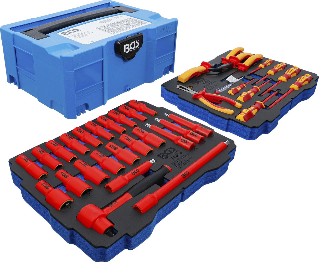 VDE PLIERS, SCREWDRIVER AND SOCKET SET | BGS SYSTAINER® | 36-PCS. (70230)